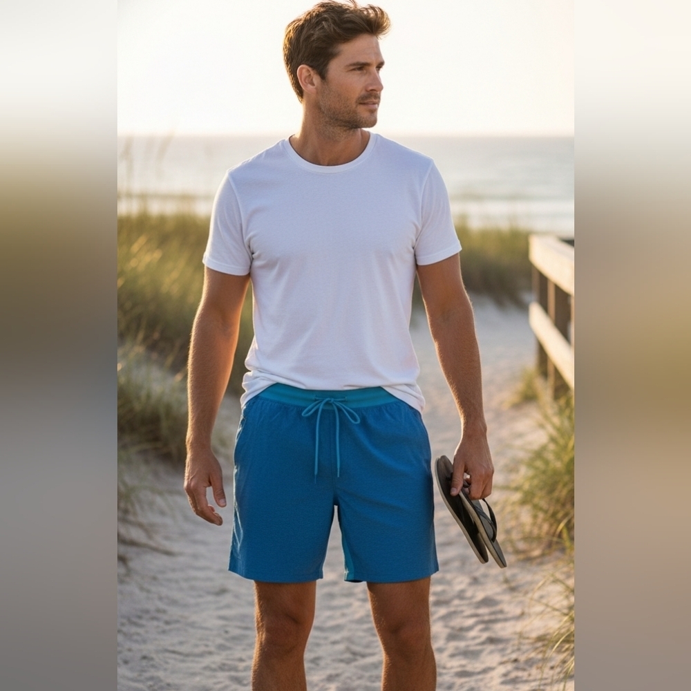 Lululemon Nulux Liner Heathered Blue Athletic Men's Shorts Size XL